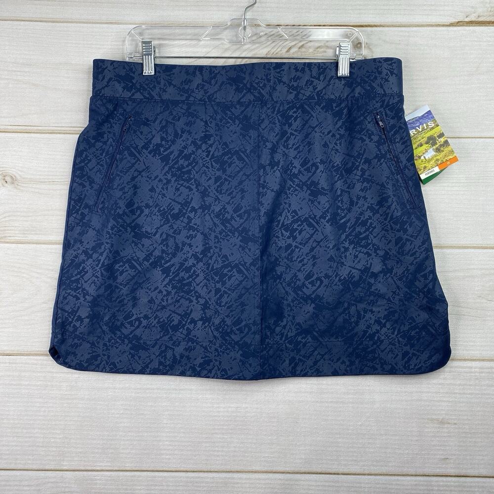 Orvis Travel Skort Womens XL Embossed Blue Pull On Pickleball Tennis Golf NEW